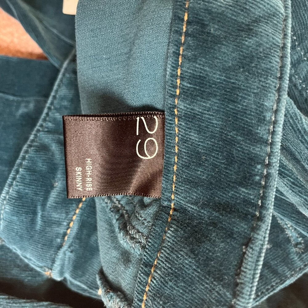 Anthropologie Pilcro High-Rise Button-Fly Skinny Corduroy Pants in Teal Size 29 - Picture 8 of 10